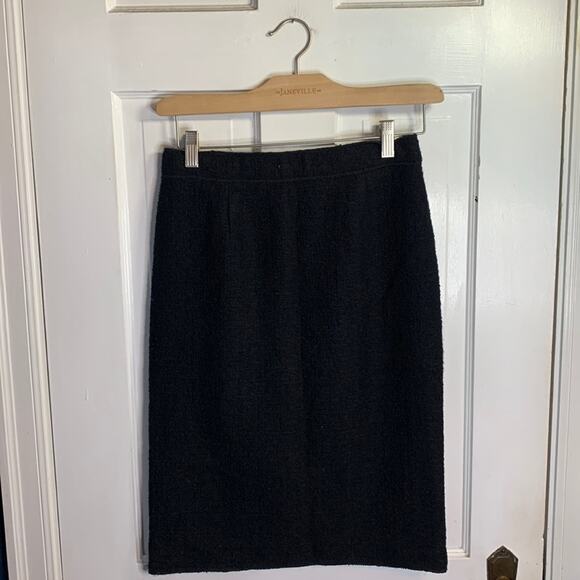 Moschino Black Wool Tweed Classic Straight MIDI Skirt W-384 Size 8 - Picture 1 of 9